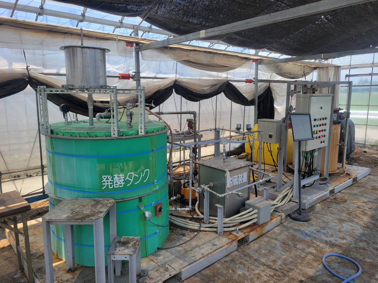 ぱくぱく農園に設置されたメタン発酵装置